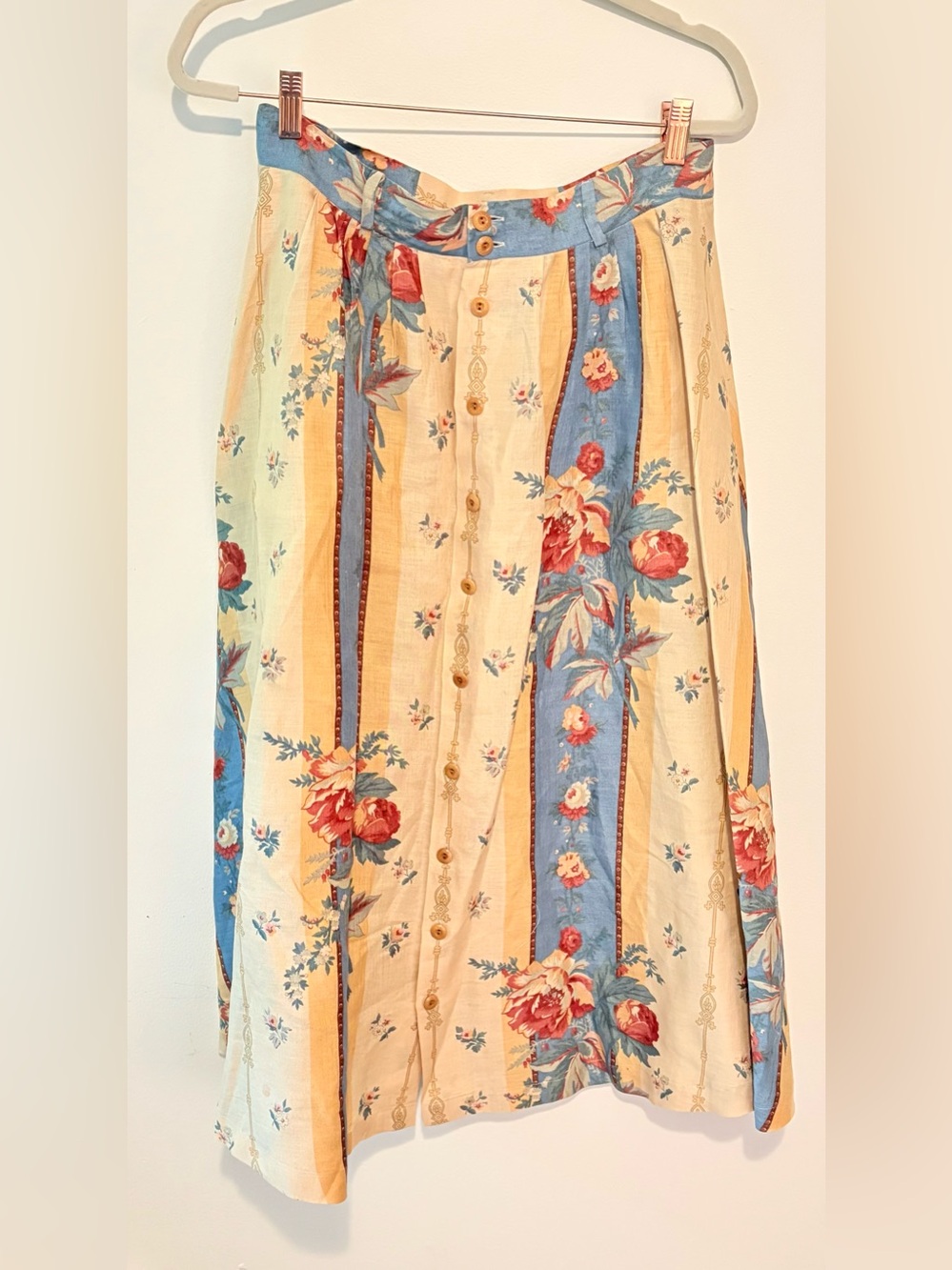 Vintage 90s Ralph Lauren Country floral linen high waisted midi skirt - Picture 3 of 7